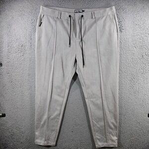 Mauvais Mens Herringbone Tapered Trousers Grey White Drawstring Waist Size 42